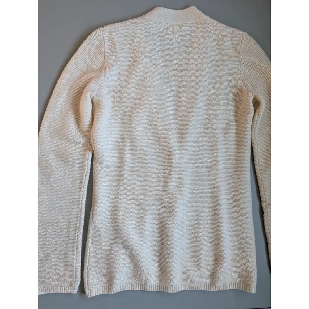 Tory Burch 100% Cashmere Logo Button Cardigan Size S Ivory #1K452